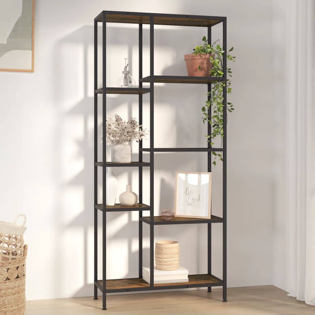 vidaXL Bücherregal 80x30x180 cm Stahl und Holzwerkstoff