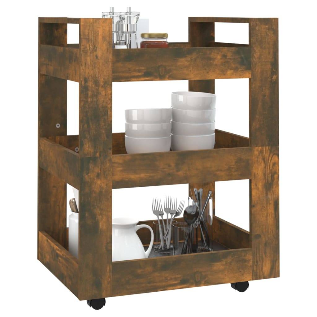 vidaXL Küchenwagen Räuchereiche 60x45x80 cm Holzwerkstoff