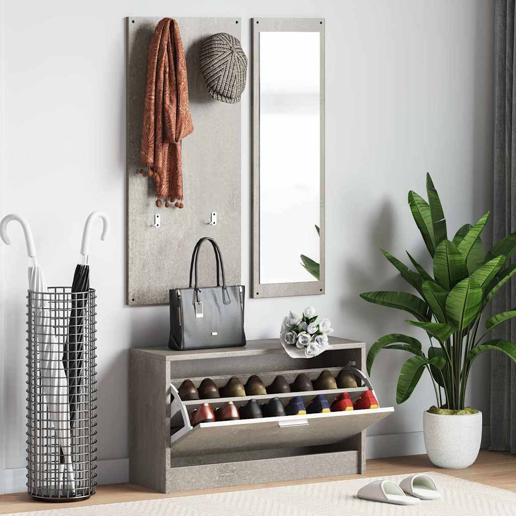 vidaXL 3-tlg. Flurmöbel-Set Betongrau Holzwerkstoff