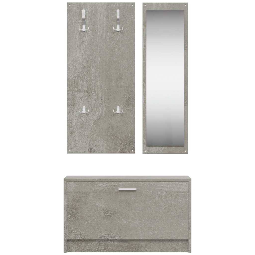 vidaXL 3-tlg. Flurmöbel-Set Betongrau Holzwerkstoff