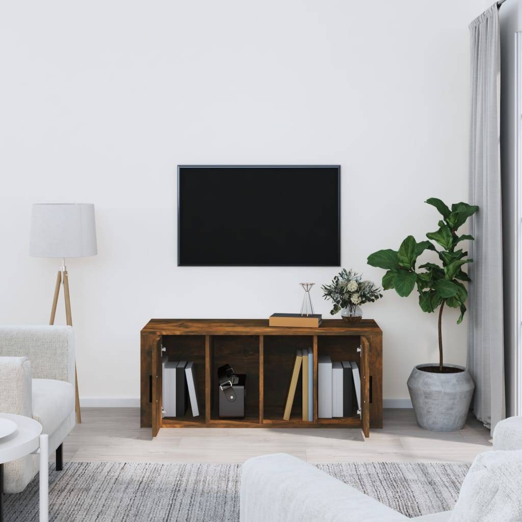 vidaXL TV-Schrank Räuchereiche 100x35x40 cm Holzwerkstoff