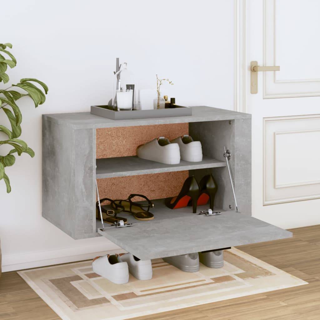 vidaXL Wand-Schuhschrank Betongrau 70x35x38 cm Holzwerkstoff