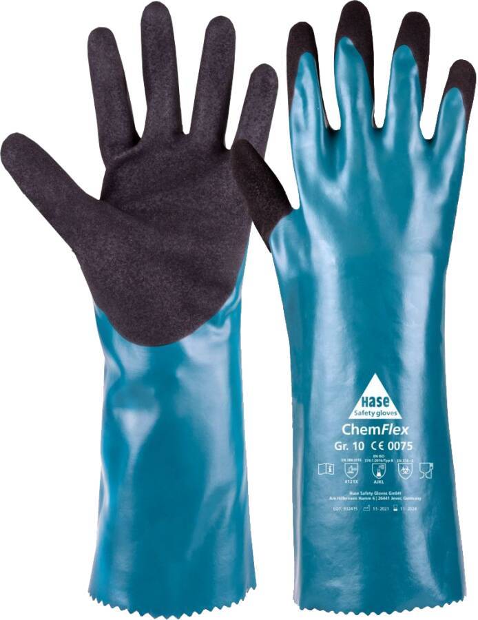 Chemikalienschutzhandschuh ChemFlex 30 905100-10 Größe 10 Farbe türkis/schwarz Trägermaterial Nylonfeinstrick Gauge 18