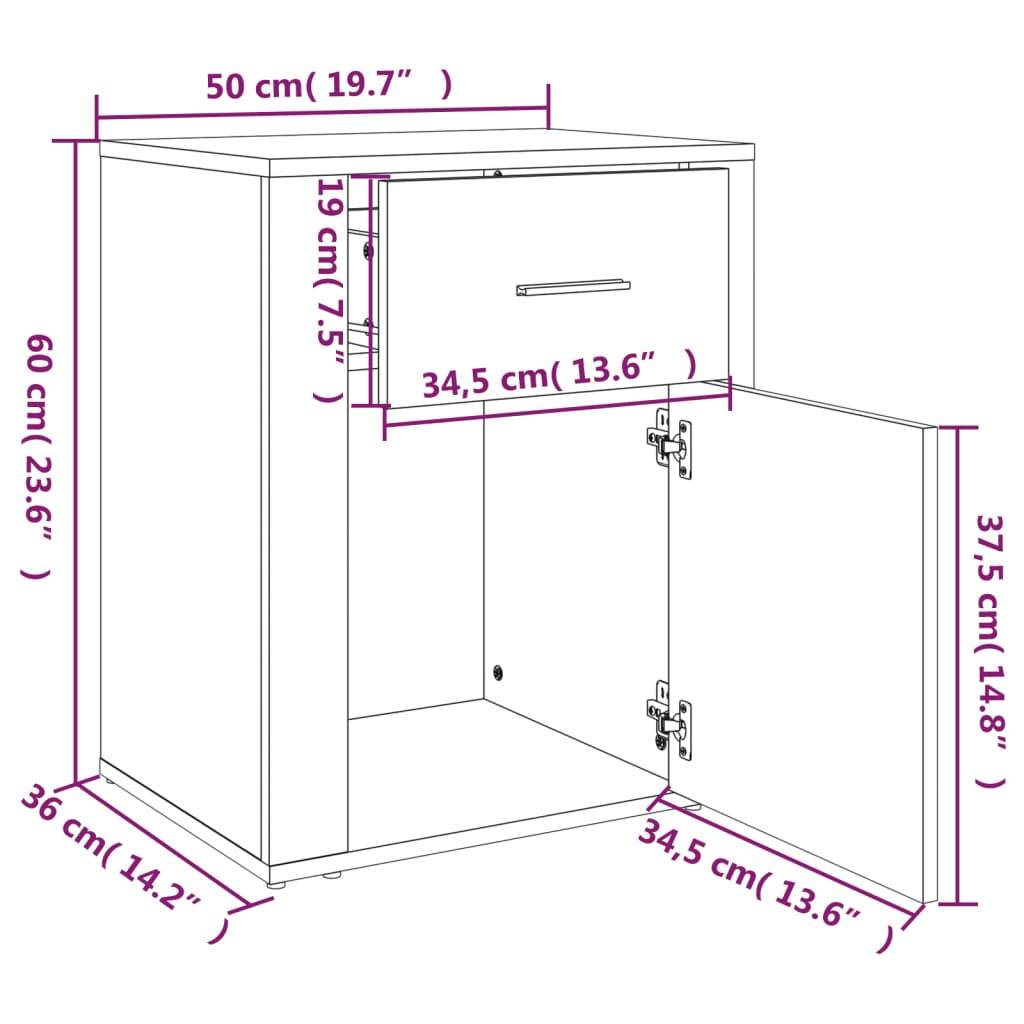 vidaXL Nachttisch Grau Sonoma 50x36x60 cm Holzwerkstoff
