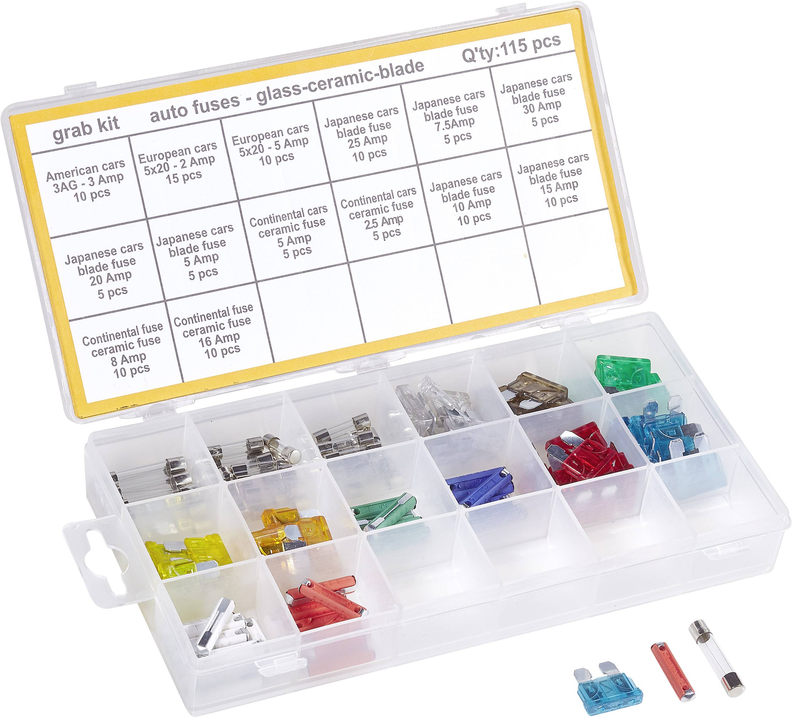 FixPoint  20346 Torpedo-Sicherung, Standard Flachsicherung, Glassicherung 3 A, 2 A, 5 A, 7.5 A, 8 A, 10 A, 15 A, 16 A, 20 A, 25 A, 30 A Glas, Klar, He