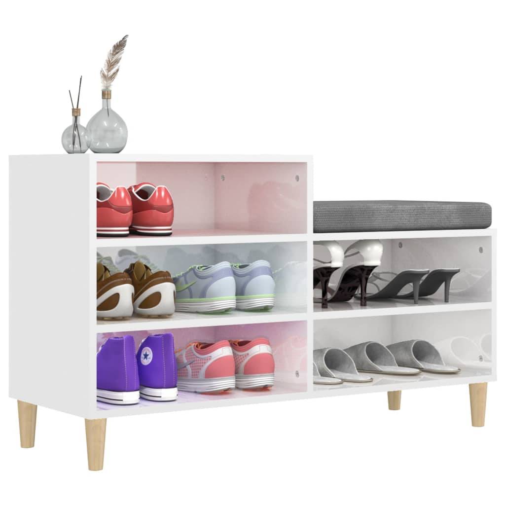 vidaXL Schuhregal Hochglanz-Weiß 102x36x60 cm Holzwerkstoff