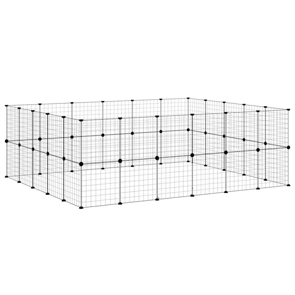 vidaXL 44-tlg. Haustierkäfig mit Tür Schwarz 35x35 cm Stahl
