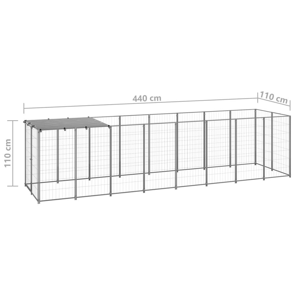vidaXL Hundezwinger Silbern 4,84 m² Stahl