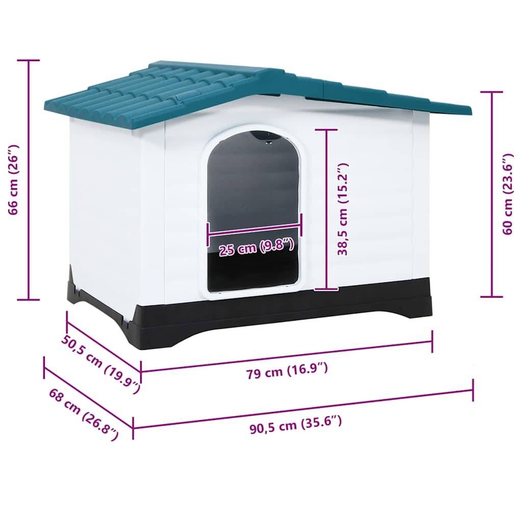vidaXL Hundehütte Blau 90,5x68x66 cm Polypropylen
