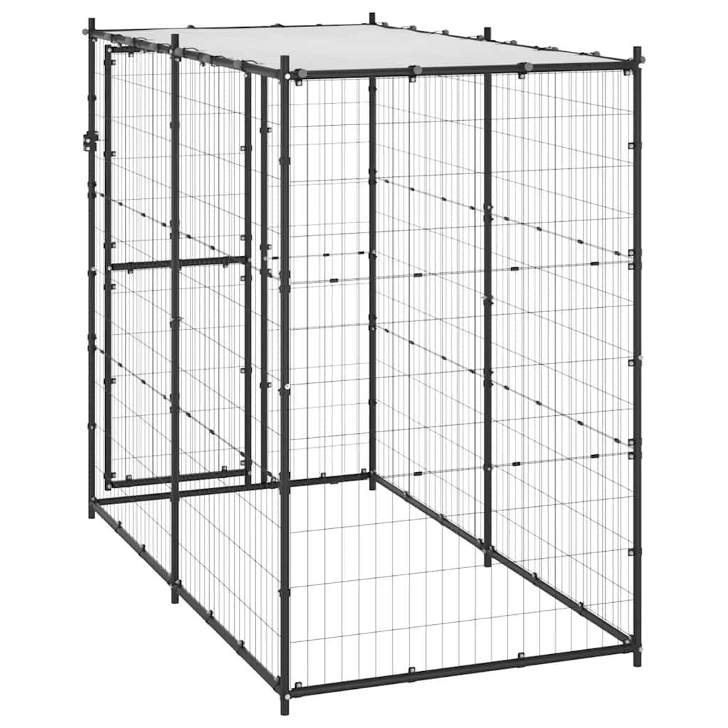 vidaXL Outdoor-Hundezwinger Stahl mit Überdachung 110x220x180 cm