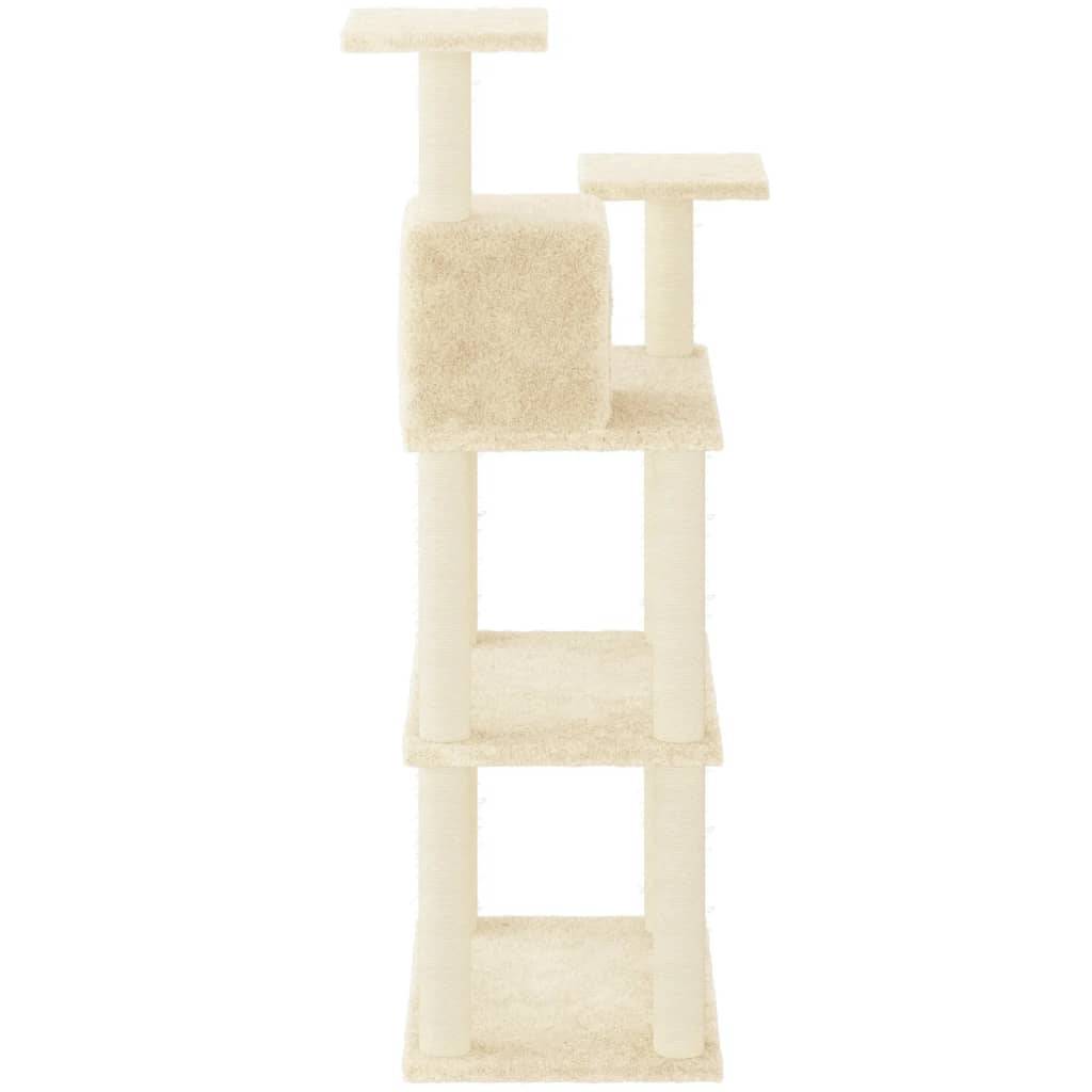 vidaXL Kratzbaum mit Sisal-Kratzsäulen Creme 118,5 cm