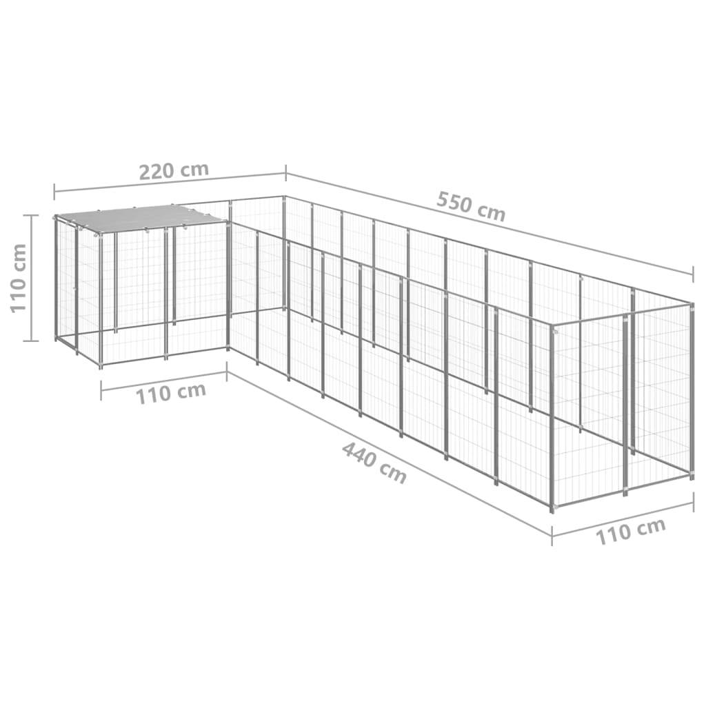 vidaXL Hundezwinger Silbern 7,26 m² Stahl
