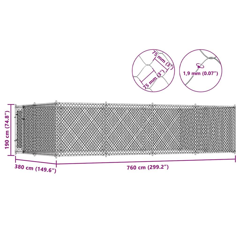 vidaXL Outdoor-Hundezwinger 7,6x3,8x1,9 m