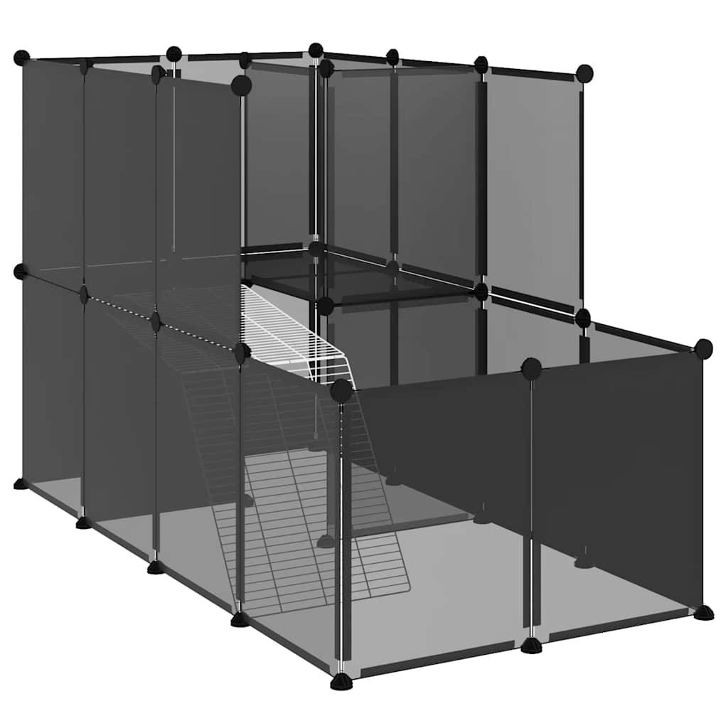 vidaXL Kleintierkäfig Schwarz 142x74x93 cm PP und Stahl