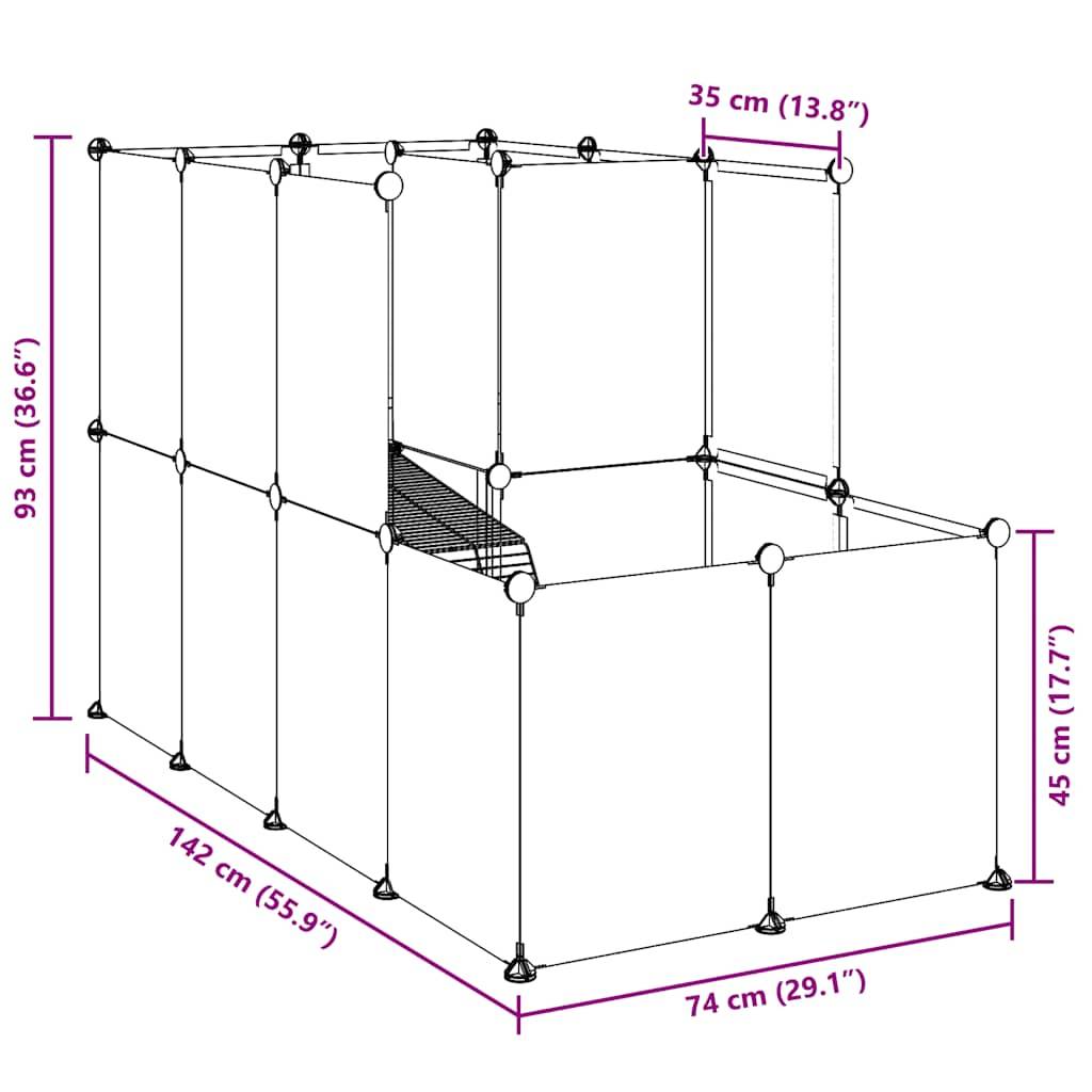 vidaXL Kleintierkäfig Schwarz 142x74x93 cm PP und Stahl