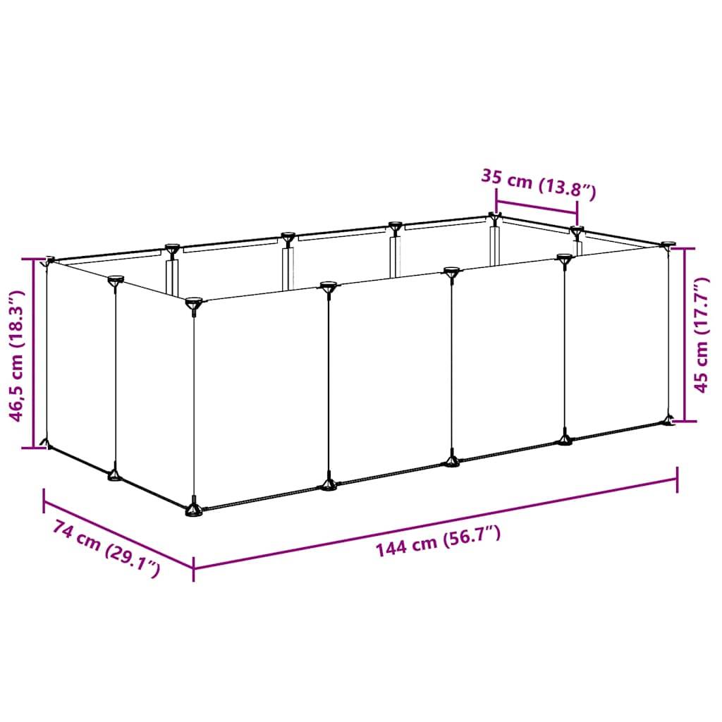 vidaXL Kleintierkäfig Schwarz 144x74x46,5 cm PP und Stahl
