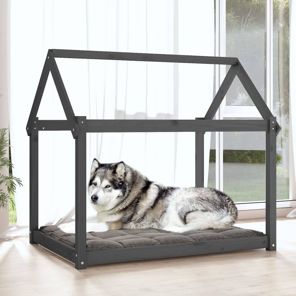 vidaXL Hundebett Grau 111x80x100 cm Massivholz Kiefer