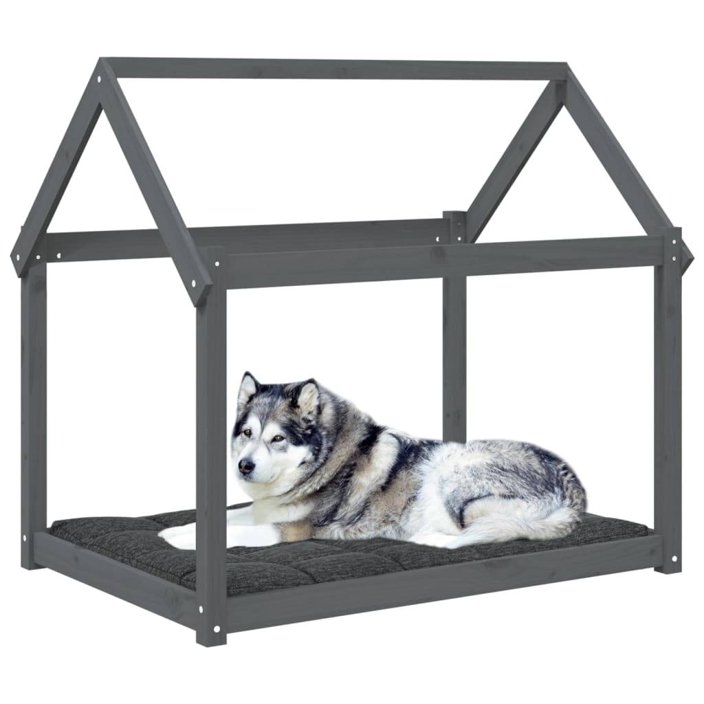 vidaXL Hundebett Grau 111x80x100 cm Massivholz Kiefer