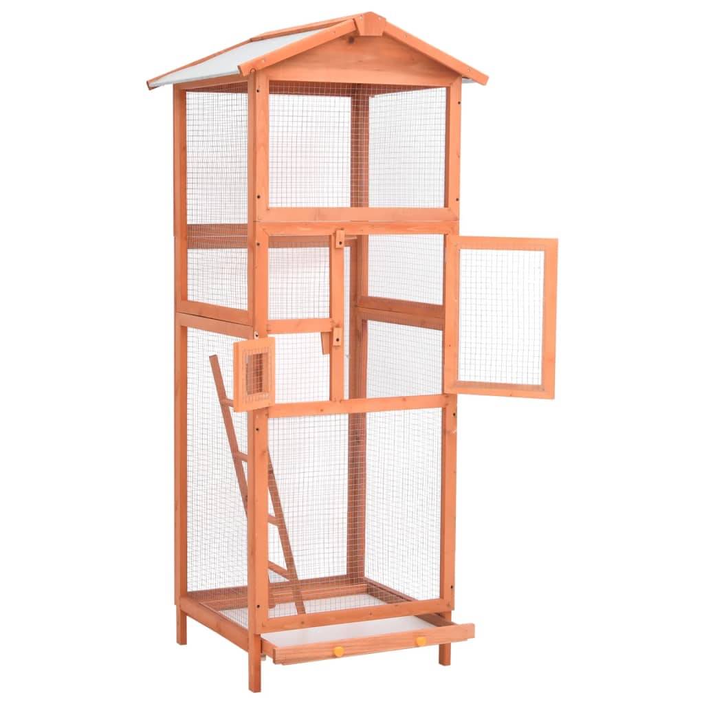 vidaXL Vogelkäfig 68x62x166 cm Massivholz Fichte