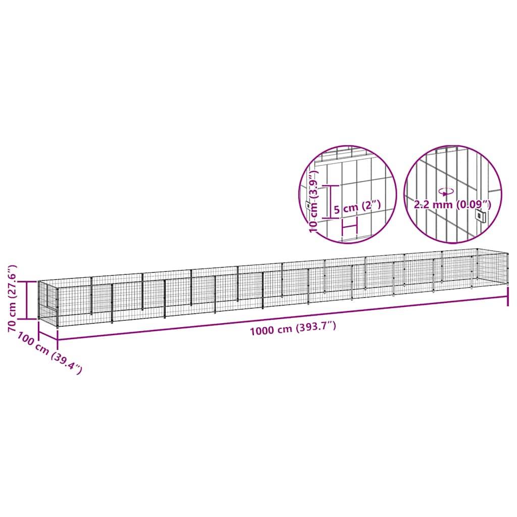 vidaXL Hundezwinger Schwarz 10 m² Stahl
