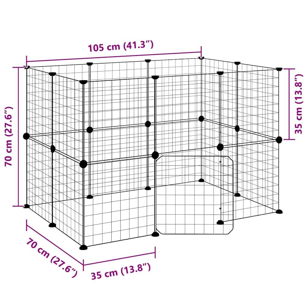 vidaXL 20-tlg. Haustierkäfig mit Tür Schwarz 35x35 cm Stahl