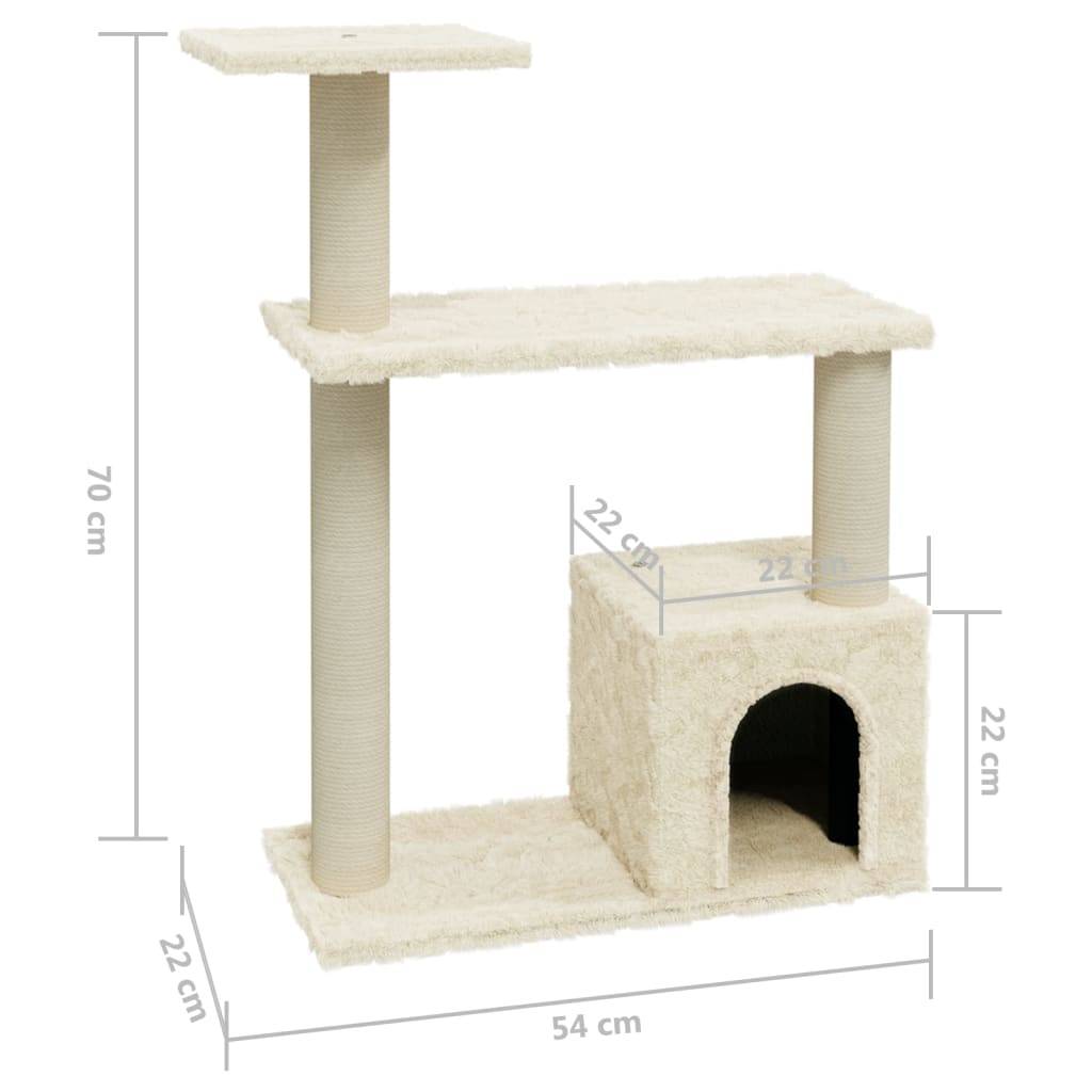 vidaXL Kratzbaum mit Sisal-Kratzsäulen Creme 70 cm