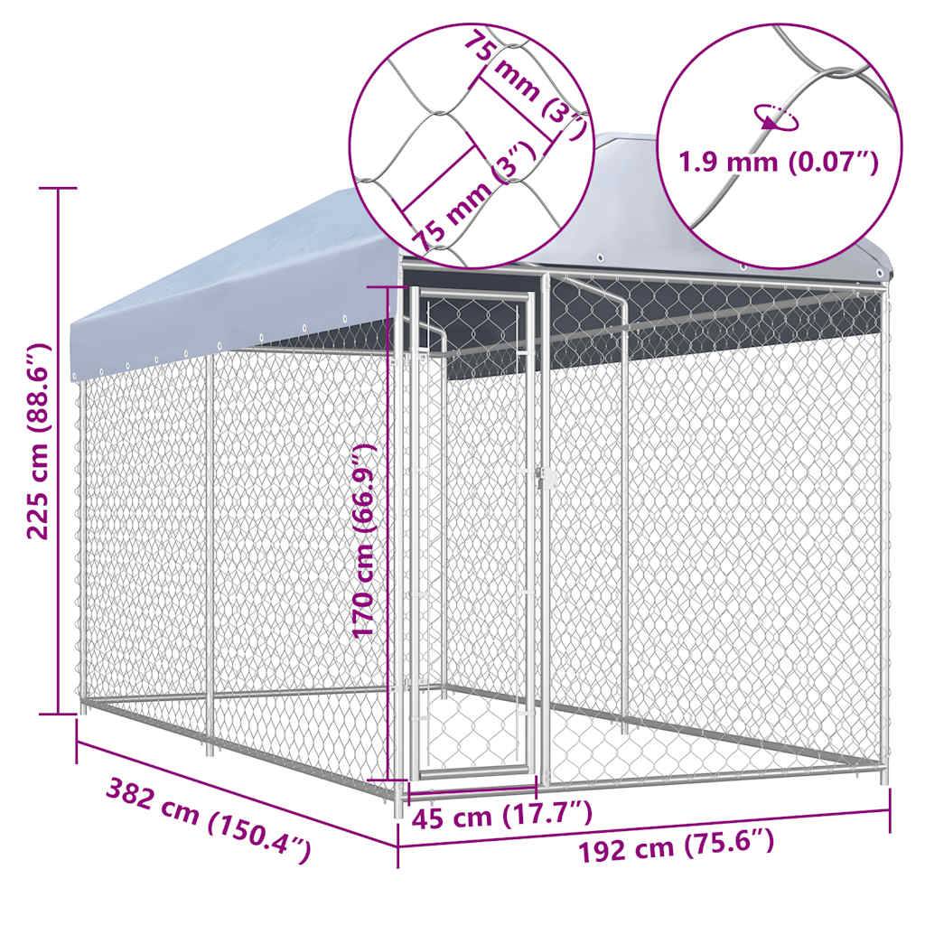 vidaXL Outdoor-Hundezwinger mit Überdachung 382x192x225 cm