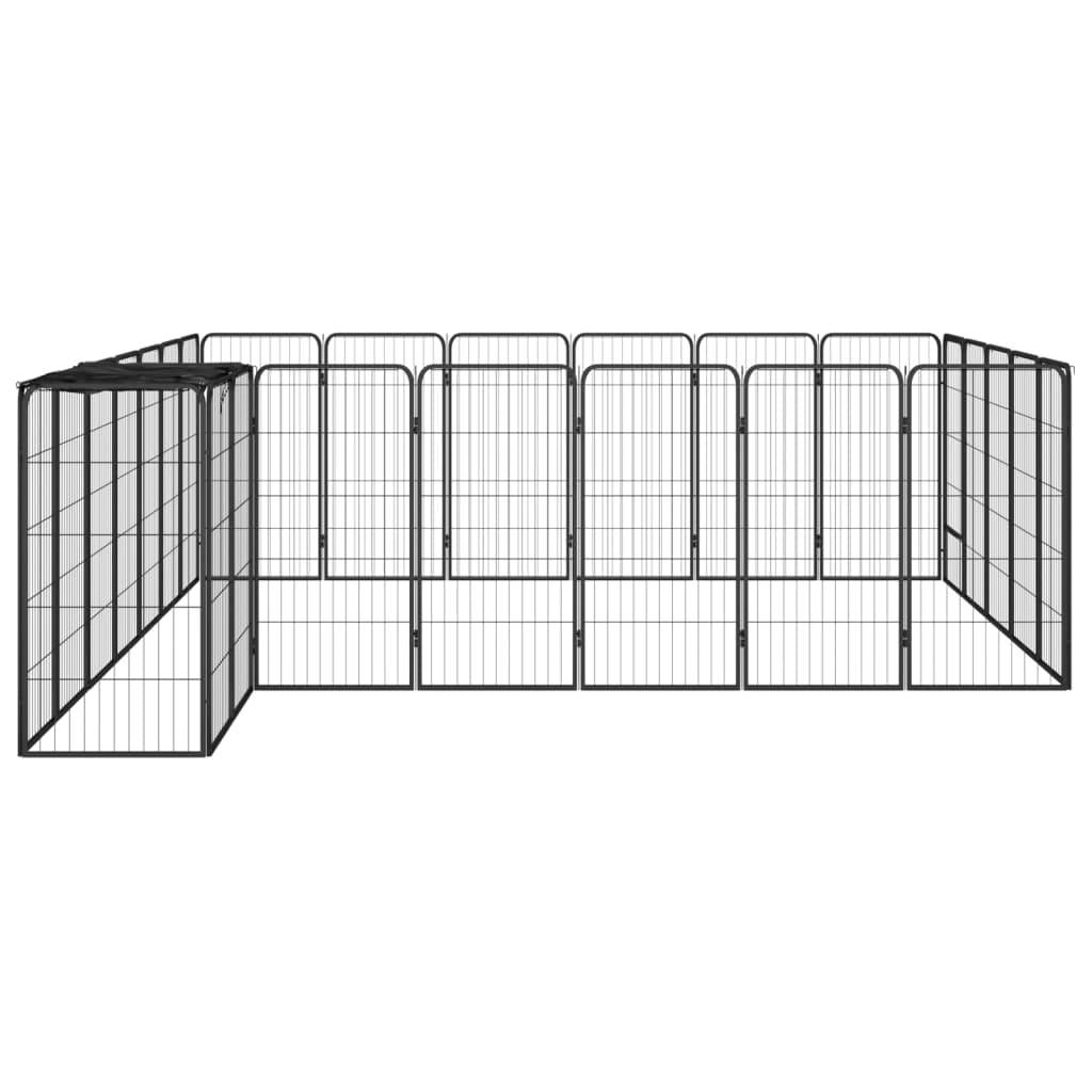 vidaXL 26-tlg. Hundelaufstall Schwarz 50x100cm Stahl Pulverbeschichtet