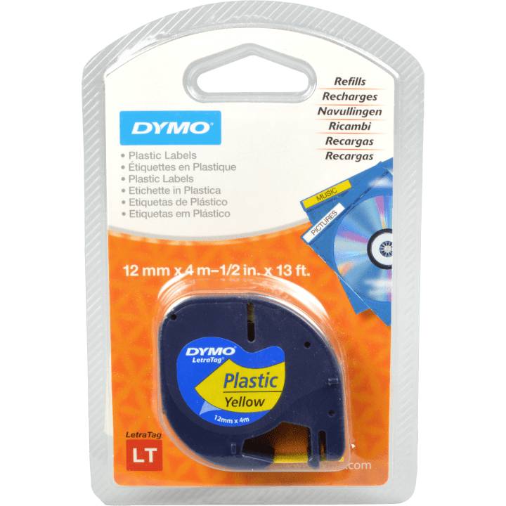 Dymo Label Band Letratag 91202 (S0721620) schwarz auf gelb 12mm x 4m