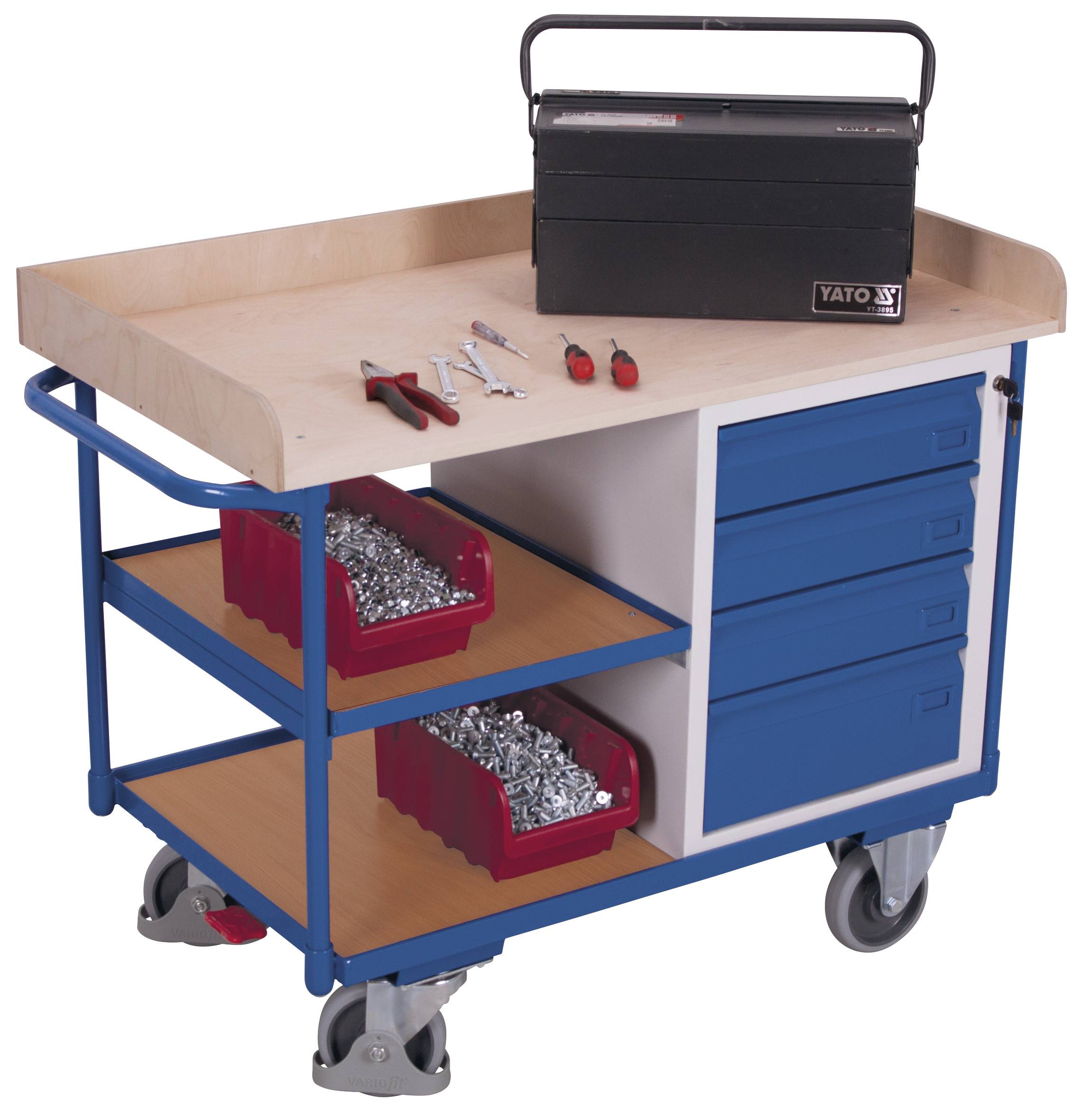 VARIOfit SW-600.612 Tisch- und Schrankwagen Stahl pulverbeschichtet Traglast (max.): 400kg Enzianblau (RAL 5010)