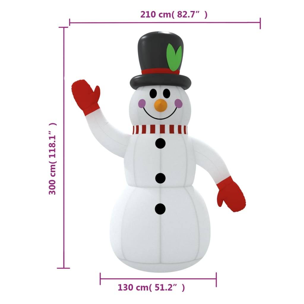 vidaXL Aufblasbarer Schneemann mit LEDs 300 cm