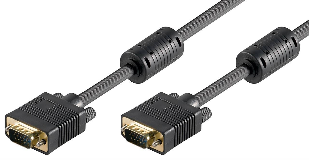 Goobay 68140 VGA auf VGA Kabel / Monitorkabel Full HD / VGA 15 polig / 2x Ferritkerne / Bildschirmkabel / Schwarz / 20m