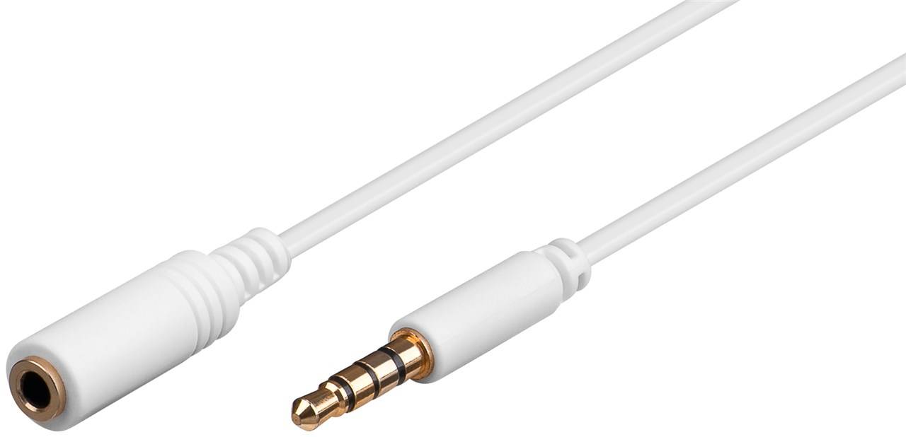 Goobay Kopfhörer- und Audio Verlängerungskabel AUX, 4-pol. 3,5 mm slim, CU Klinke 3,5 mm Stecker (4-Pin, stereo) > Klink