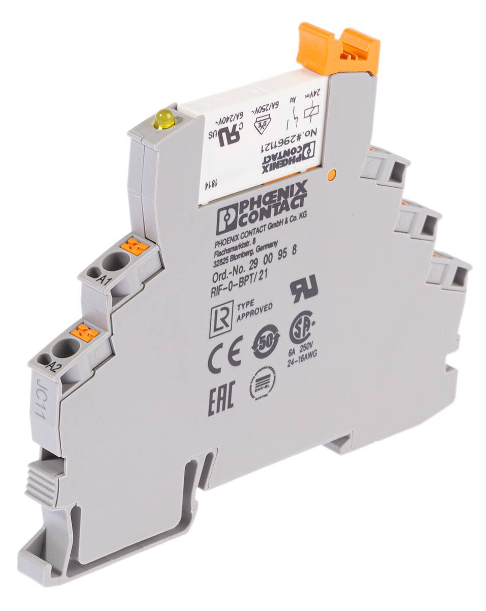 Phoenix Contact RIF-0-RPT-24DC/21AU Interface Relais 24V dc, 1-poliger Wechsler DIN-Schienen