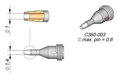 JBC Entlötspitze Serie C360, C360003/Ø 1,0 mm, Außen-Ø 1,4 mm, Pincleaning