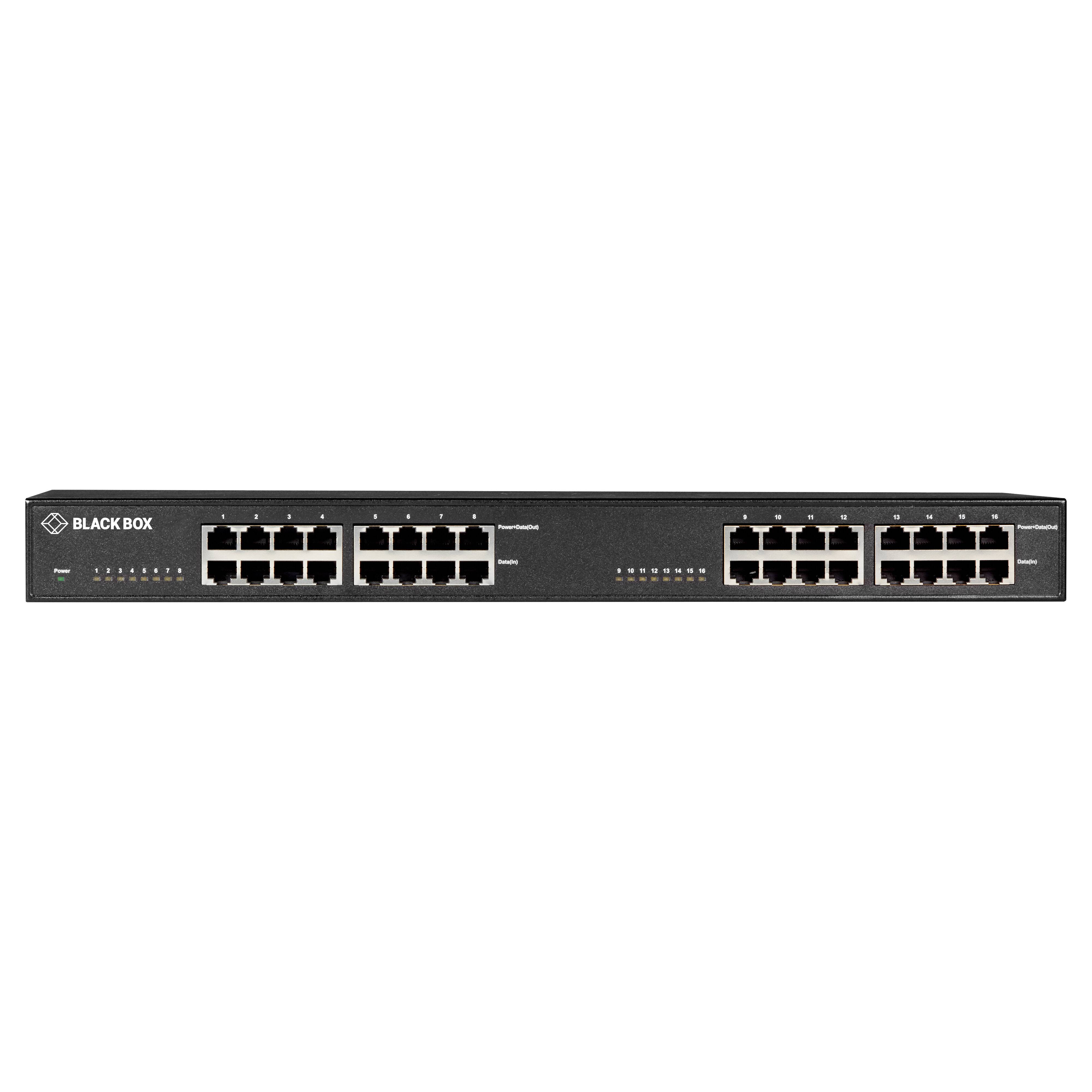PoE Gigabit Ethernet-Injektor – 802.3at - 16 Ports, Ohne Verwaltung