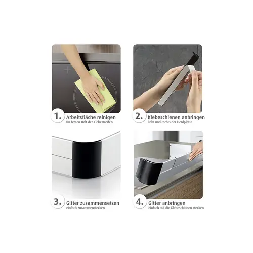 reer Herdschutzgitter Premium zum Kleben, größenverstellbar 44-65 cm, für Induktion und reer Herdschutzgitter Premium zum Kleben, größenverstellbar 44-65 cm, für Induktion und