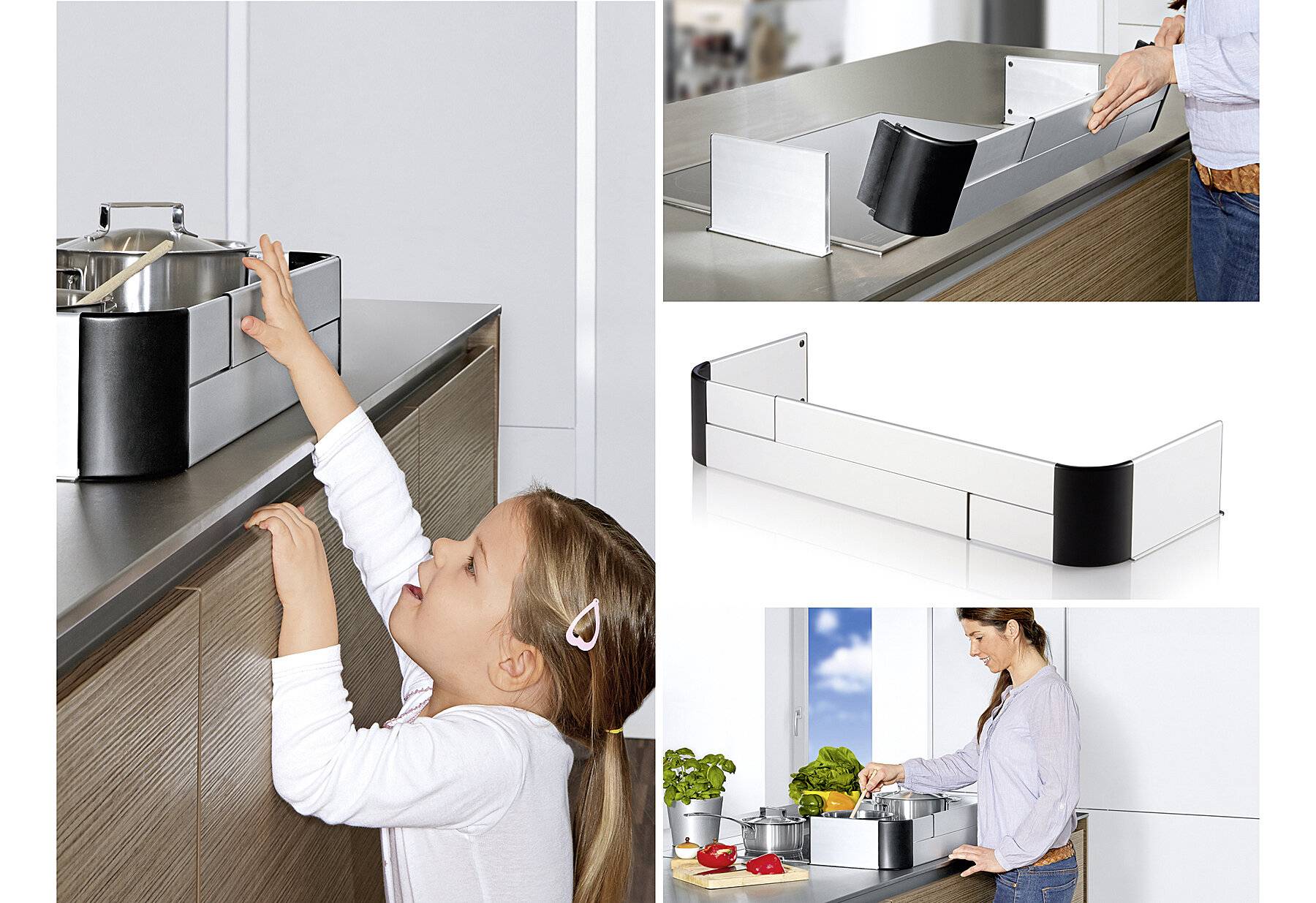 reer Herdschutzgitter Premium zum Kleben, größenverstellbar 44-65 cm, für Induktion und