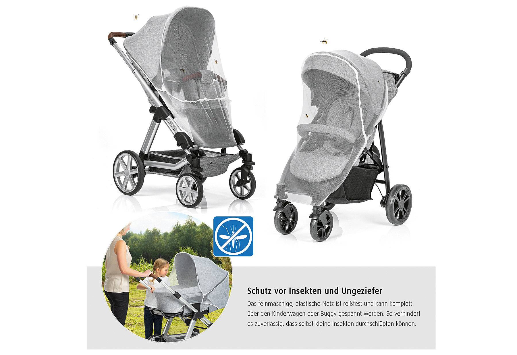 reer Universal Insektenschutz e Version auch für größere Babywannen, passend für Kinderwagen,