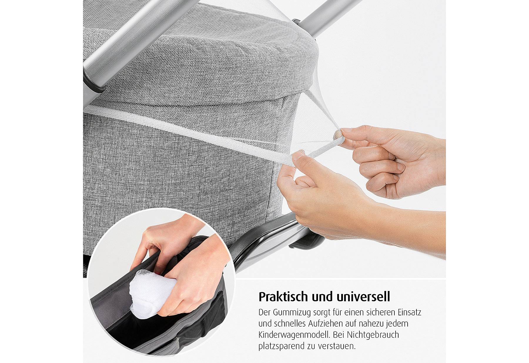 reer Universal Insektenschutz e Version auch für größere Babywannen, passend für Kinderwagen,