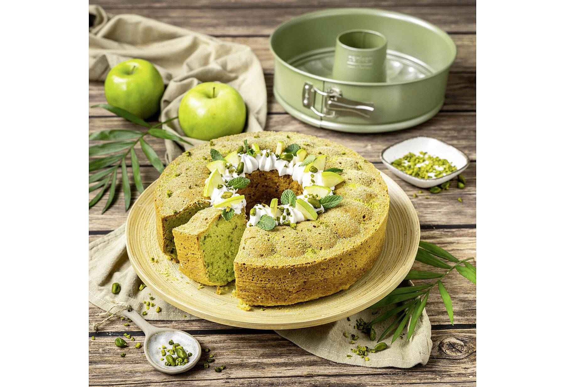Zenker Springform für Snachs und Savarin, Backform mit austauschbarem Boden, runde Form, grün,
