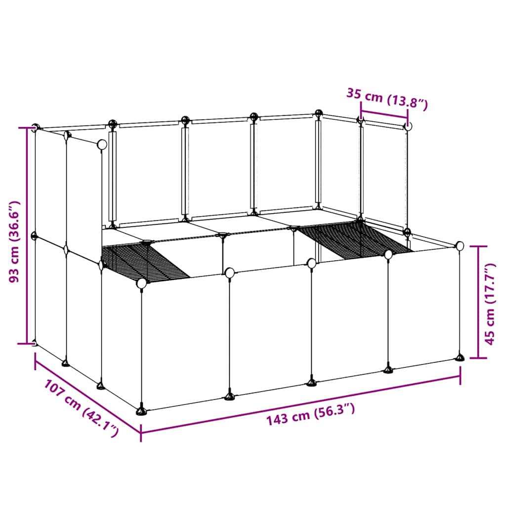 vidaXL Kleintierkäfig Transparent 143x107x93 cm PP und Stahl