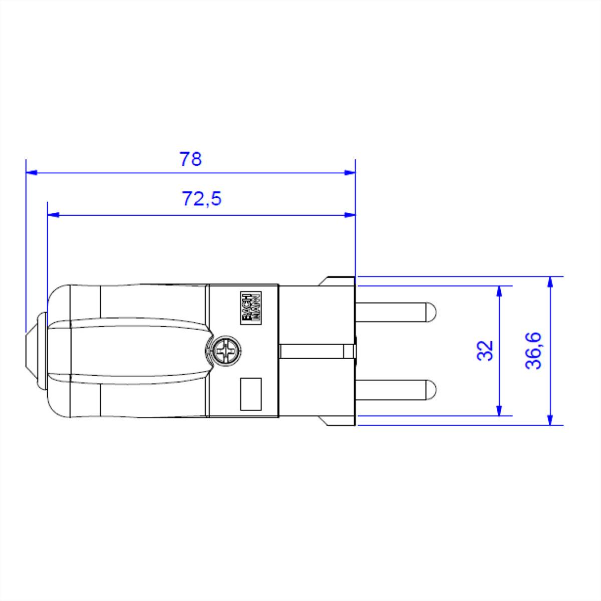 Bachmann 960.101 Schutzkontaktstecker Polypropylen 250 V Schwarz IP20
