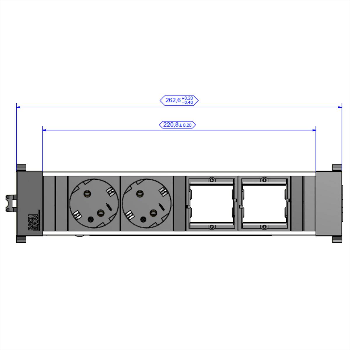 BACHMANN CONFERENCE TOP FRAME Medium Einsatz 2x Schutzkontakt 2x ABD