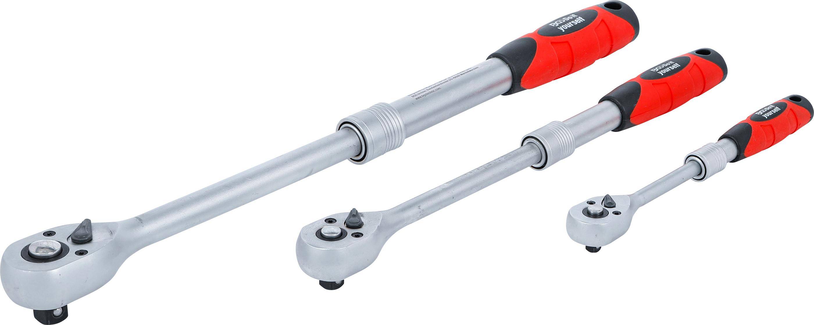 Umschaltknarren-Satz ausziehbar Abtrieb Außenvierkant 6,3 mm (1/4) - 10 mm (3/8)