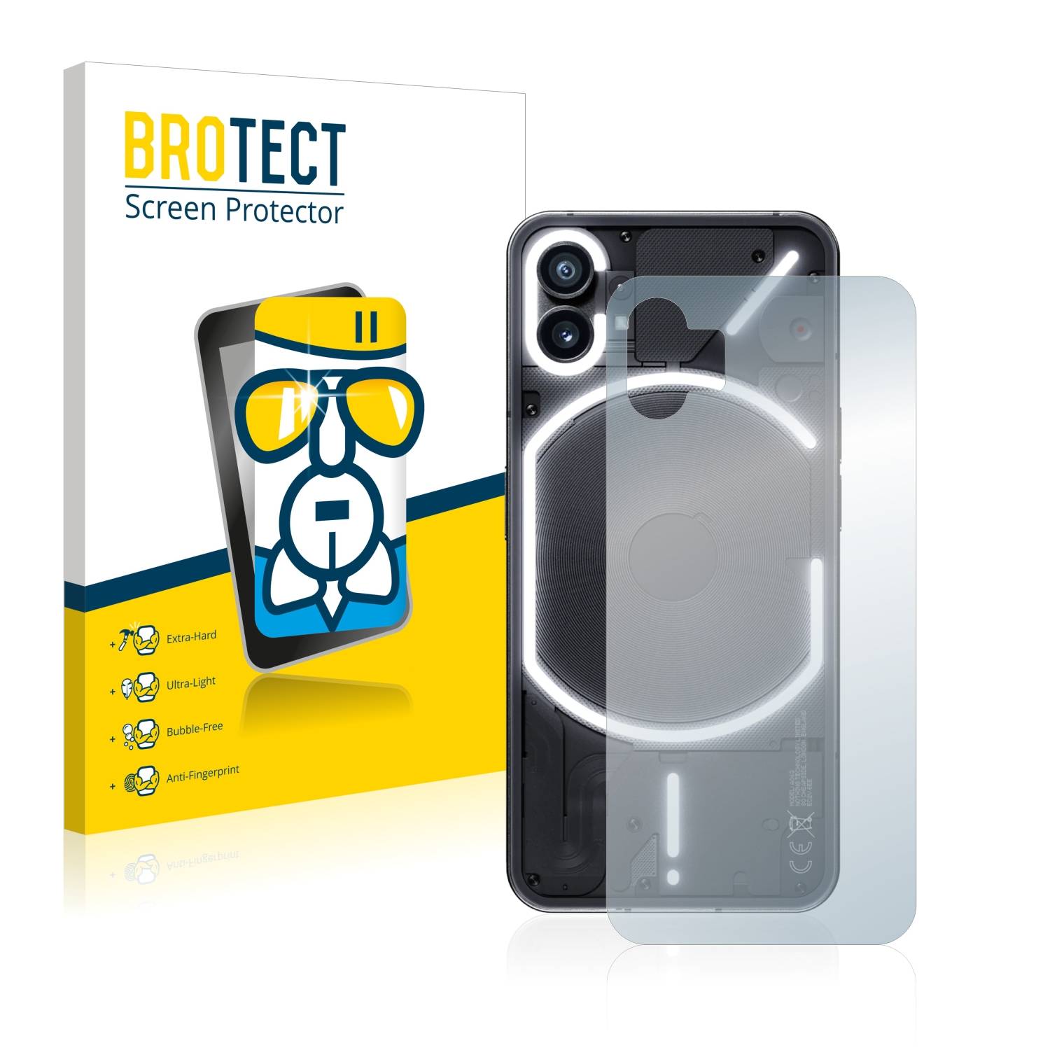 BROTECT AirGlass Flexible Schutz Glas Folie für Nothing Phone (1) (Rückseite) Klar Transparent