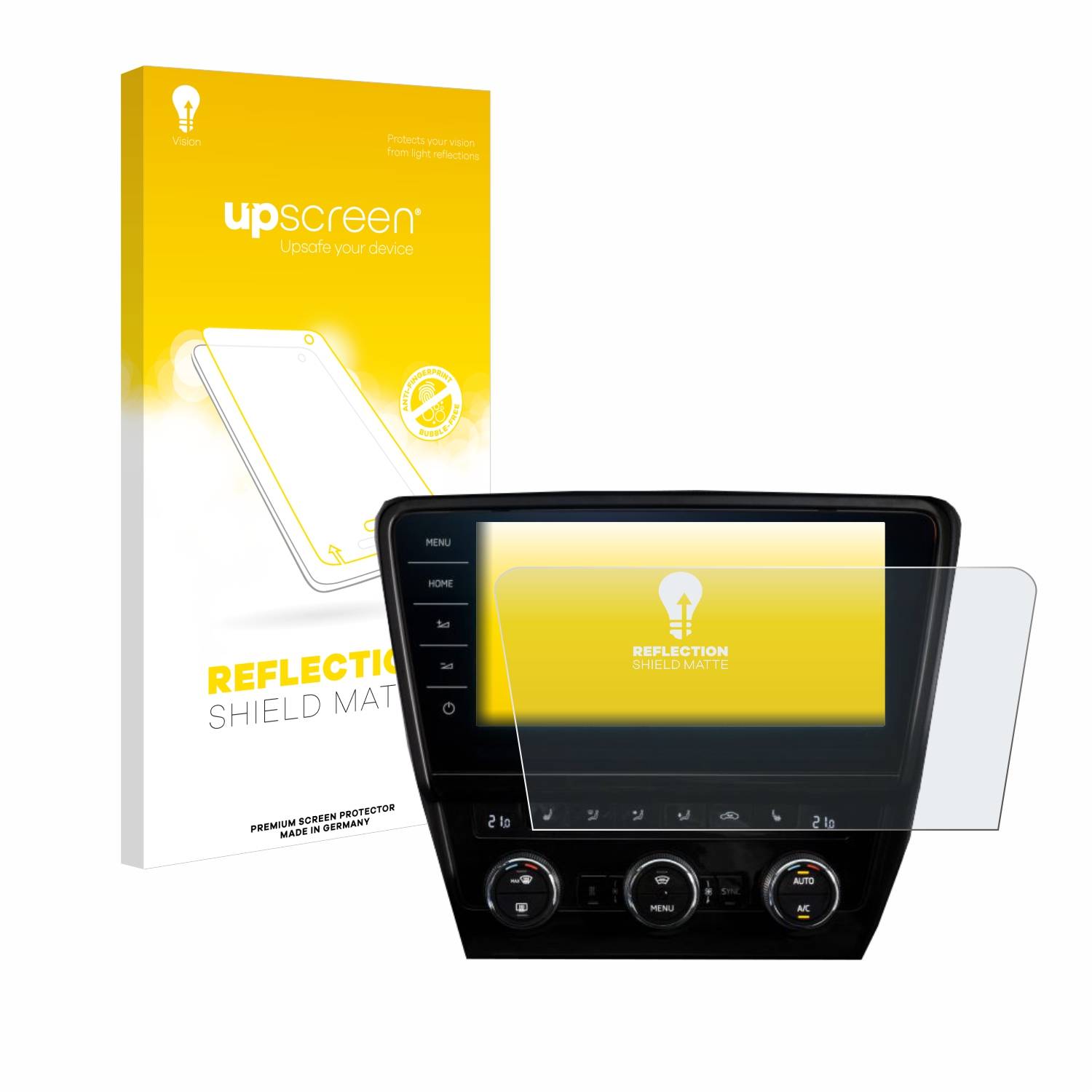 upscreen Reflection Shield Matt Schutzfolie für Skoda Octavia RS 245 2019 Infotainment System 9.2
