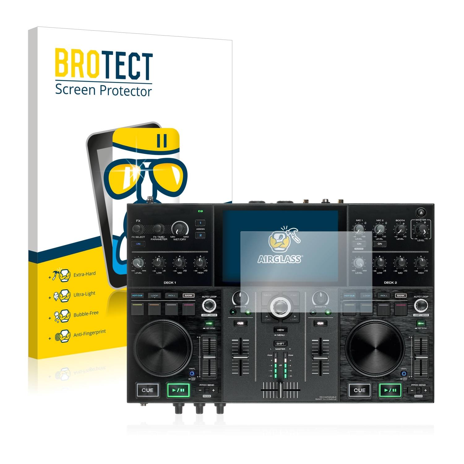 BROTECT AirGlass Flexible Schutz Glas Folie für Denon DJ Prime Go Klar Transparent