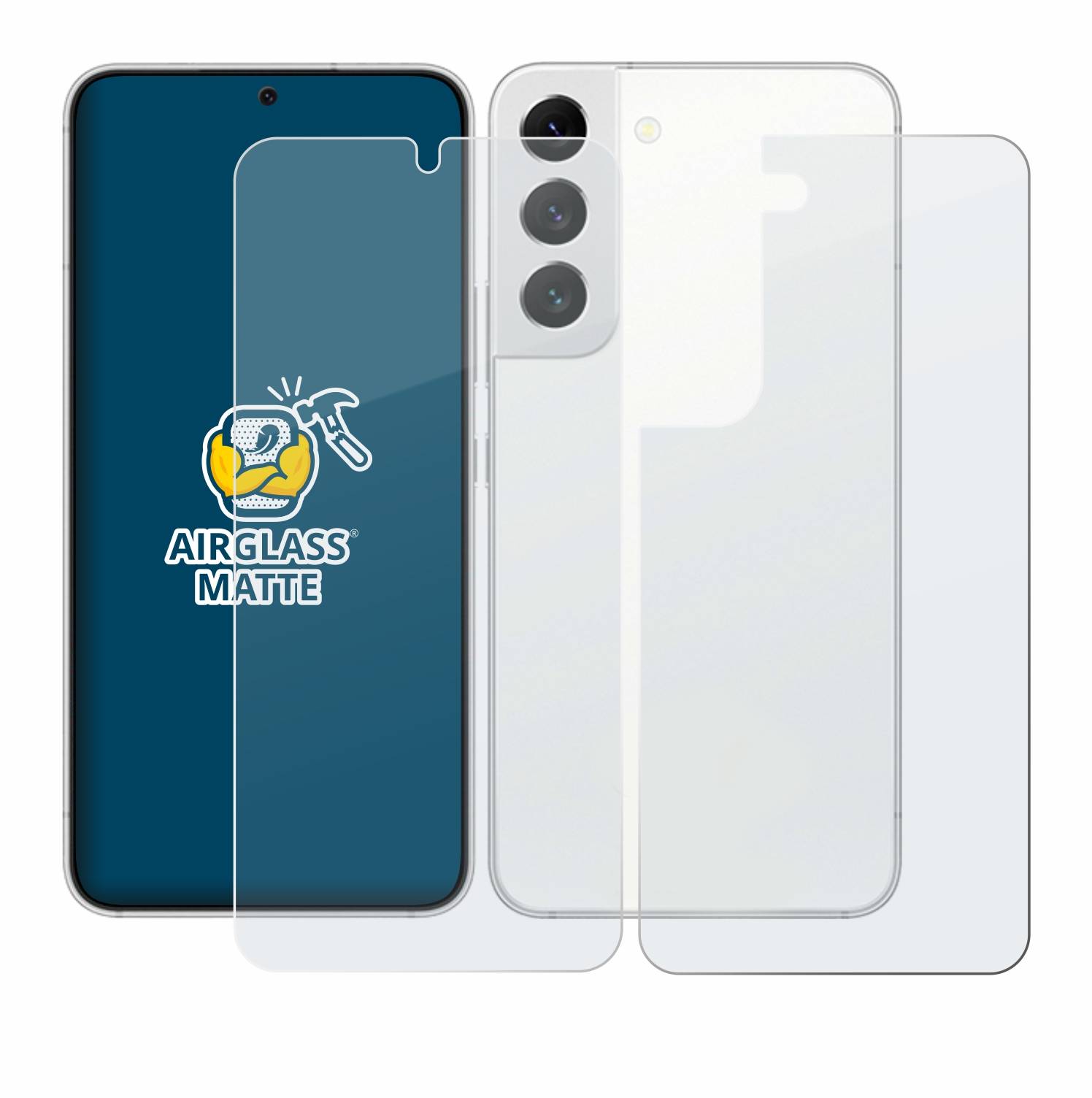 BROTECT AirGlass Matt Glas Panzer Folie für Samsung Galaxy S22 5G (Display+Rückseite)
