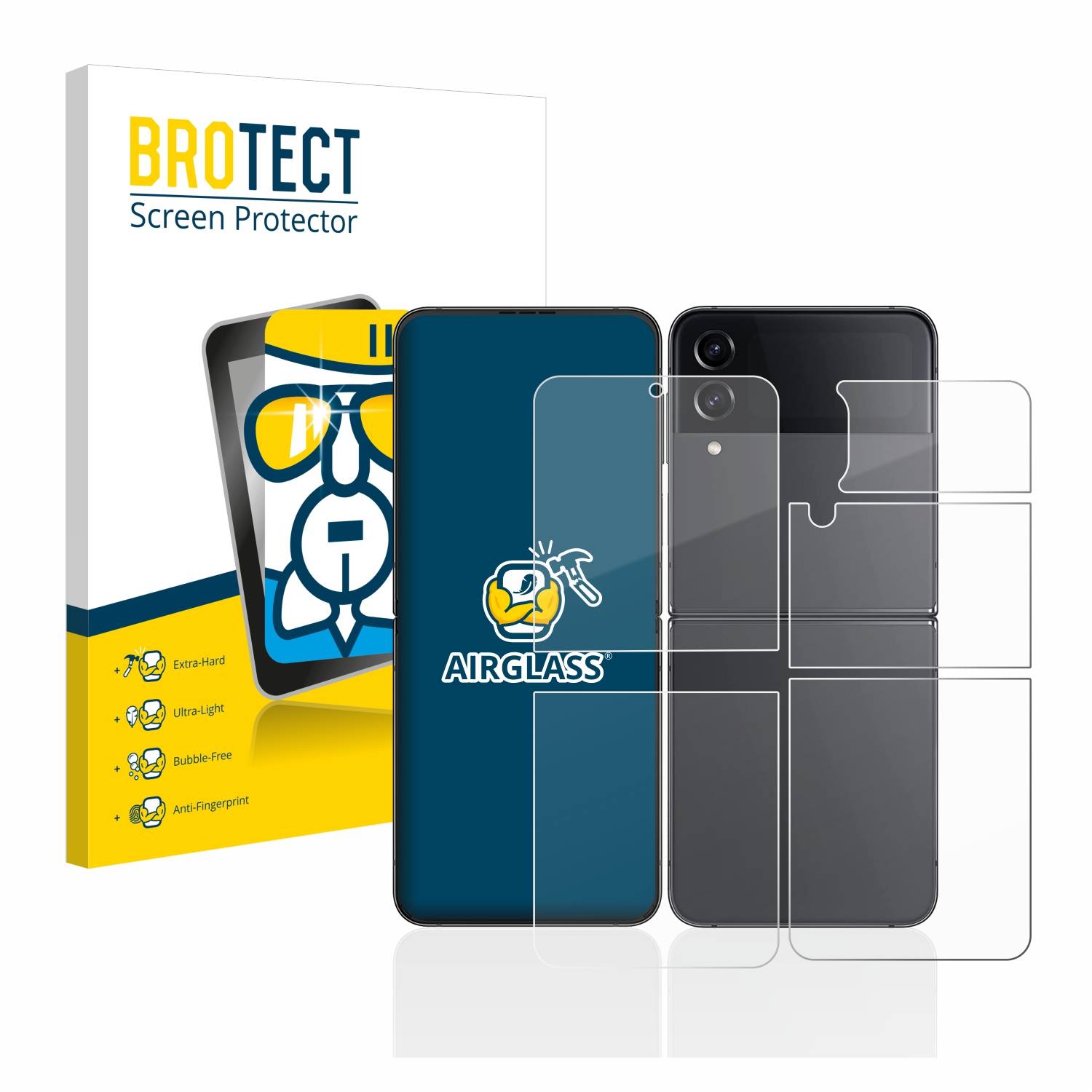 BROTECT AirGlass Glas Schutz-Folie für Samsung Galaxy Z Flip 4 (Display+Rückseite) - Schutzglas
